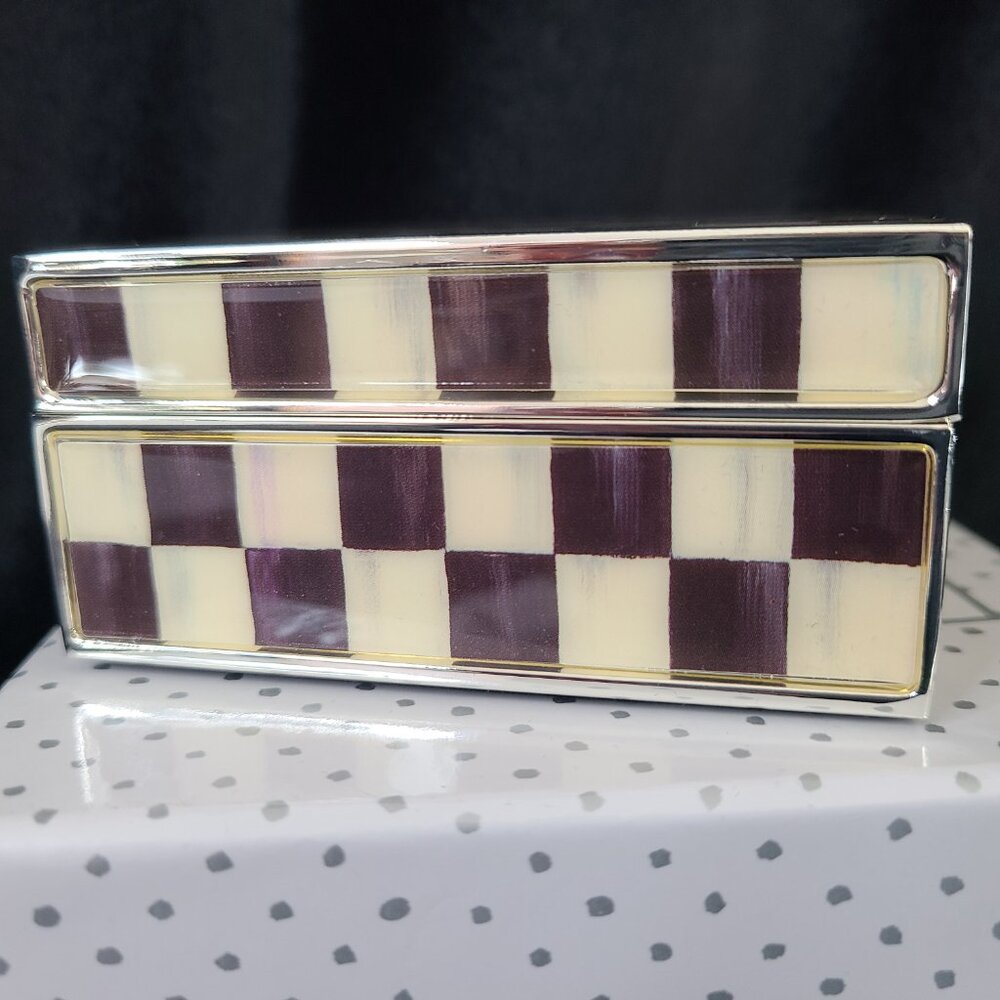 Mackenzie-Childs Courtly Check Silver Plated Trinket Box - NEW IN BOX! - Picture 5 of 13